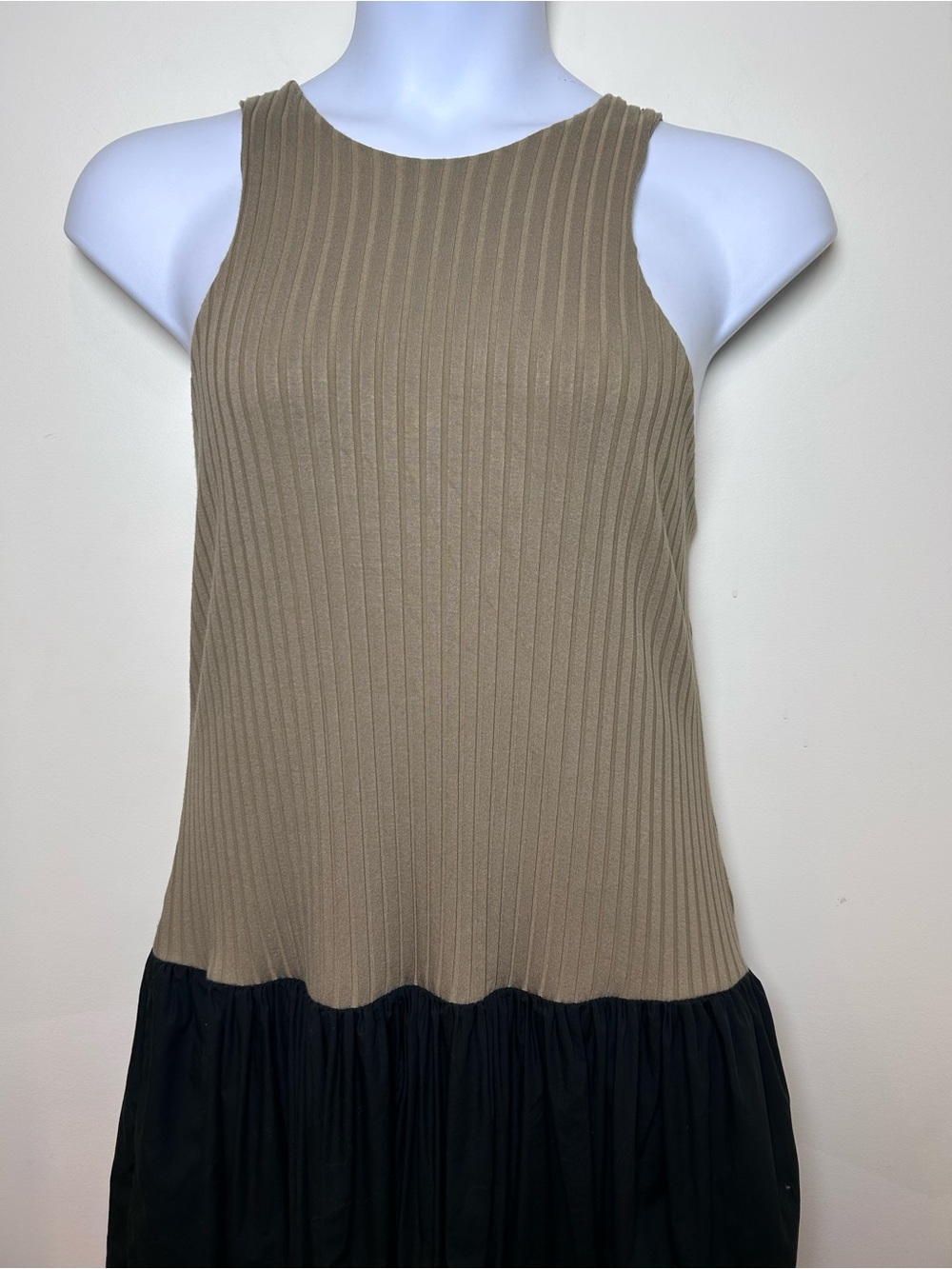 Banana Republic Black & Khaki Ribbed Tank Maxi Dress Size XLT xl tall drop waist - Picture 5 of 11